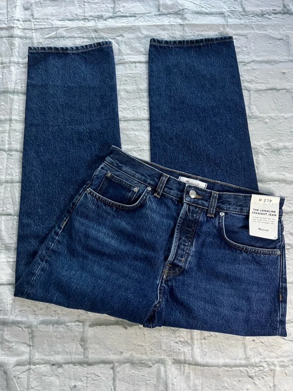 Madewell The Longline Straight Leg Jean High Rise Mckinney Wash NWT 27P